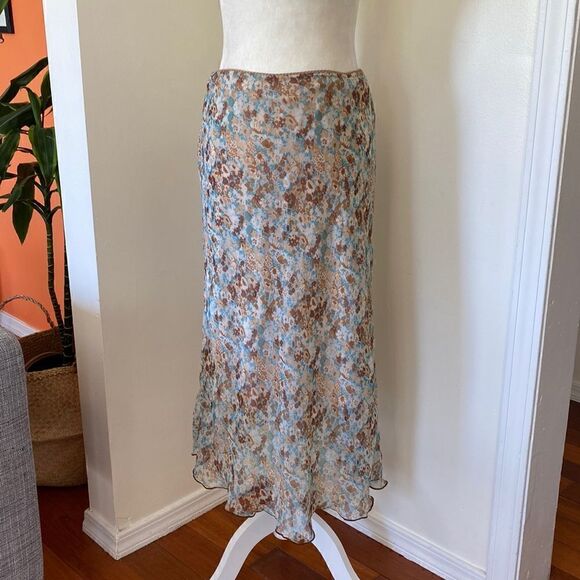 Vintage 90's Le Belle Floral Midi Skirt Size 11 - Picture 2 of 9